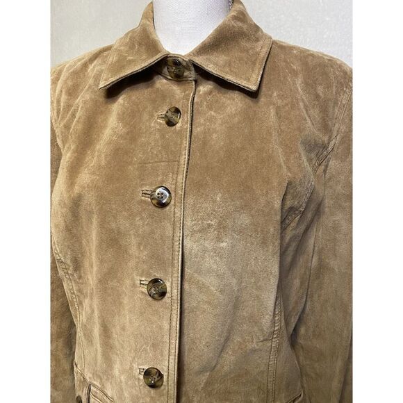 I.E. Relaxed Tan Women's Vintage Leather Jacket Size Large - Picture 5 of 16